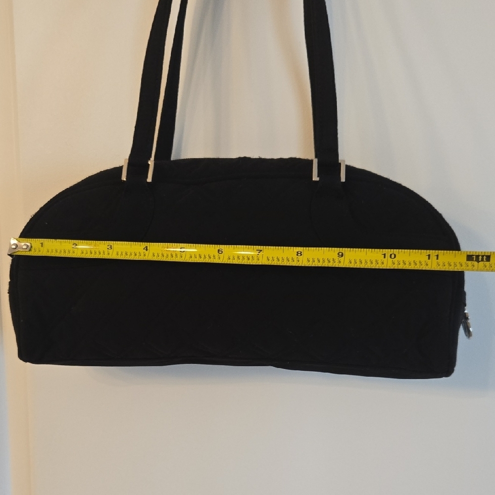 Vera Bradley Black Shoulder Bag Sleek Crescent Design - Picture 8 of 12